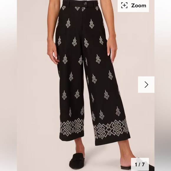 Adrianna Papell
Embroidered Wide Leg Trousers, Black/Cream - Picture 9 of 14